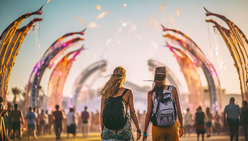 mujeres entrando en festival